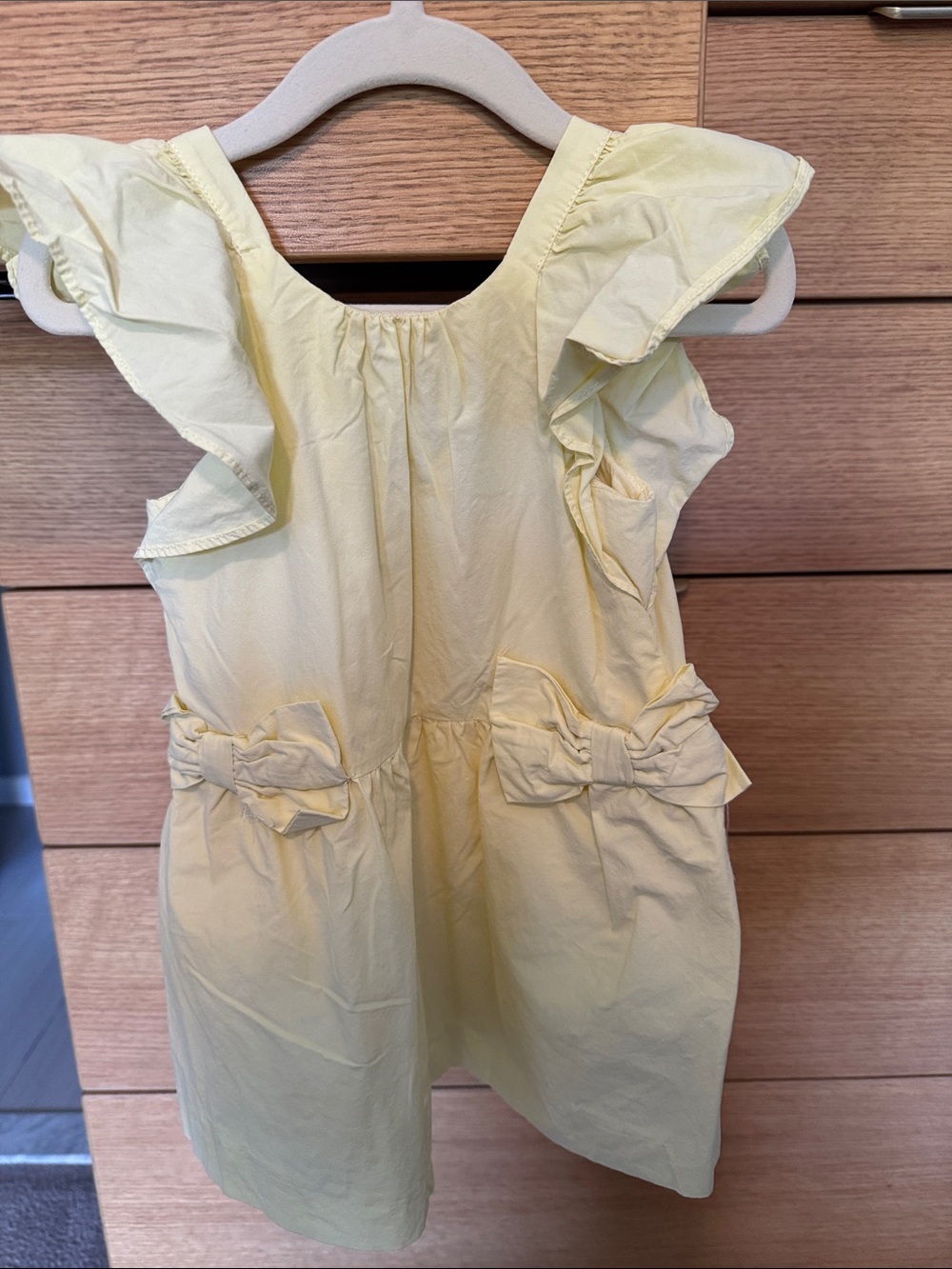 Zara Pale Yellow Ruffle-Sleeve Dress with Front Bows